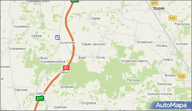 mapa Dunaj gmina Stupsk, Dunaj gmina Stupsk na mapie Targeo