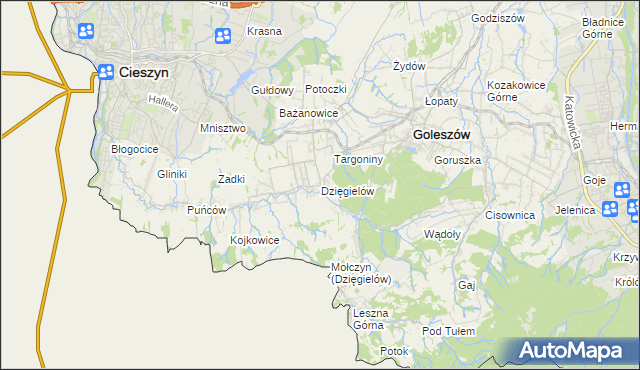 mapa Dzięgielów, Dzięgielów na mapie Targeo