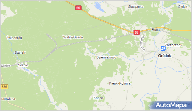 mapa Dzierniakowo, Dzierniakowo na mapie Targeo