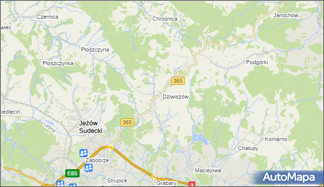 mapa Dziwiszów, Dziwiszów na mapie Targeo