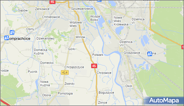 mapa Folwark gmina Prószków, Folwark gmina Prószków na mapie Targeo