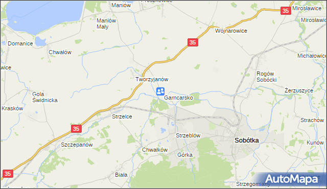 mapa Garncarsko gmina Sobótka, Garncarsko gmina Sobótka na mapie Targeo