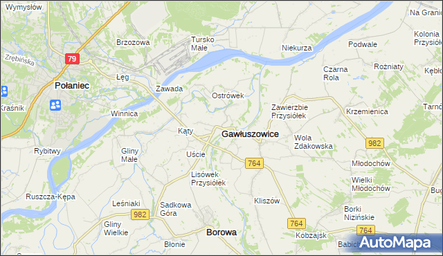 mapa Gawłuszowice, Gawłuszowice na mapie Targeo