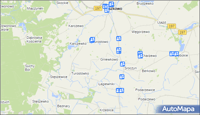 mapa Gniewkowo gmina Kiszkowo, Gniewkowo gmina Kiszkowo na mapie Targeo