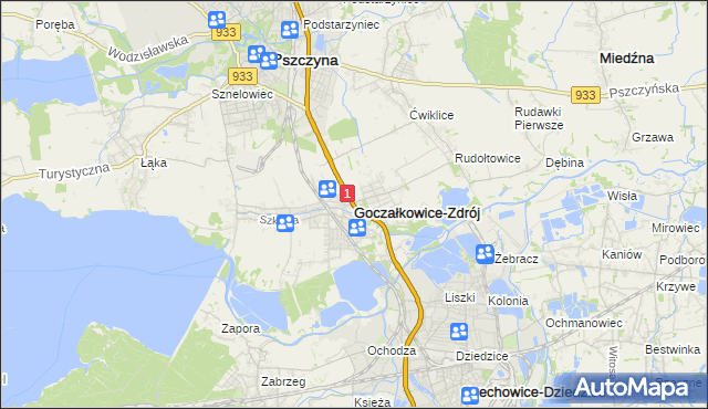 mapa Goczałkowice-Zdrój, Goczałkowice-Zdrój na mapie Targeo