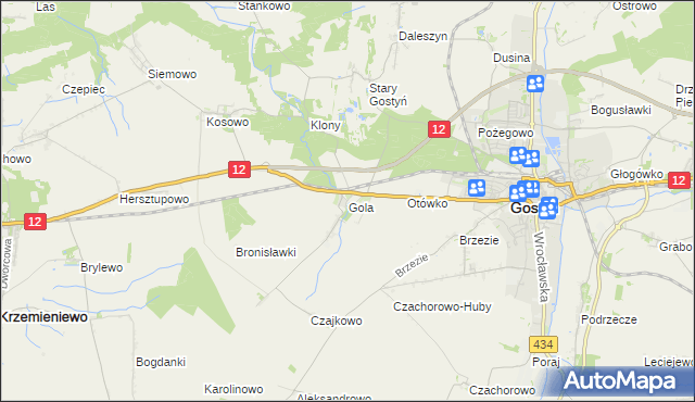 mapa Gola gmina Gostyń, Gola gmina Gostyń na mapie Targeo