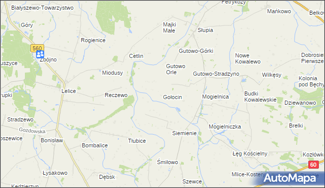 mapa Gołocin, Gołocin na mapie Targeo