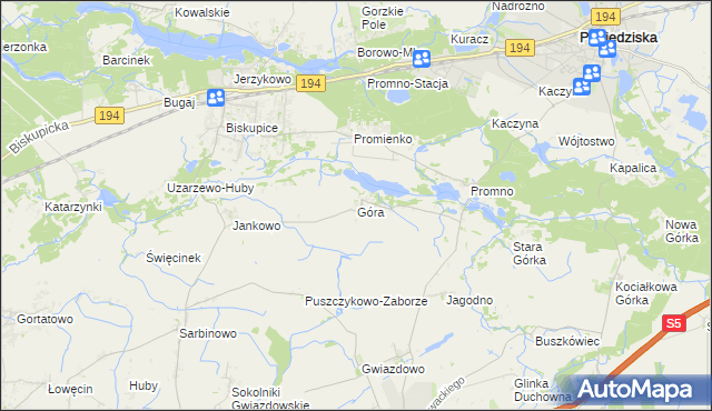 mapa Góra gmina Pobiedziska, Góra gmina Pobiedziska na mapie Targeo