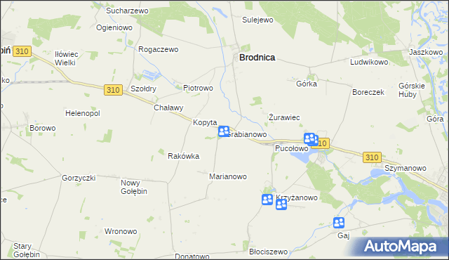 mapa Grabianowo gmina Brodnica, Grabianowo gmina Brodnica na mapie Targeo