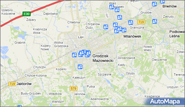 mapa Grodzisk Mazowiecki, Grodzisk Mazowiecki na mapie Targeo