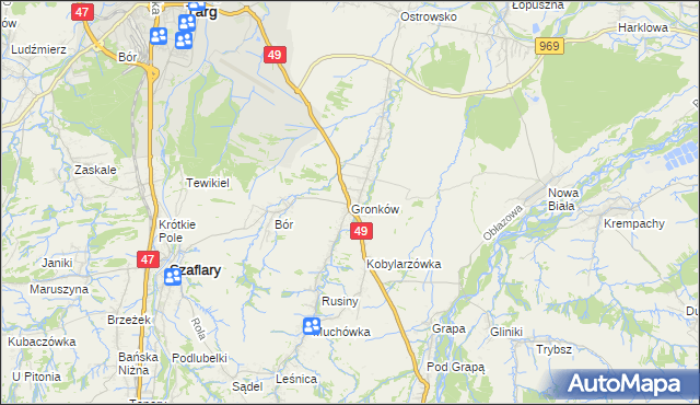 mapa Gronków, Gronków na mapie Targeo