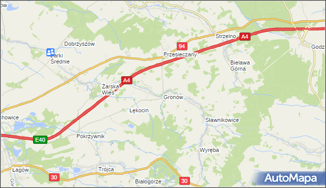 mapa Gronów gmina Zgorzelec, Gronów gmina Zgorzelec na mapie Targeo