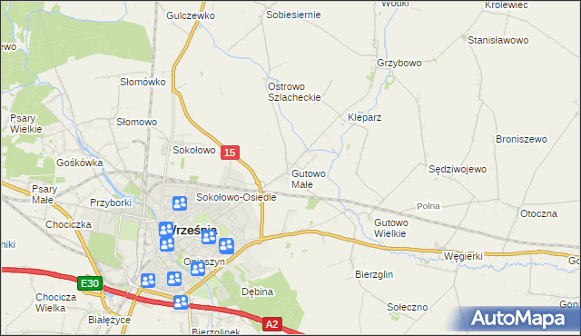 mapa Gutowo Małe, Gutowo Małe na mapie Targeo