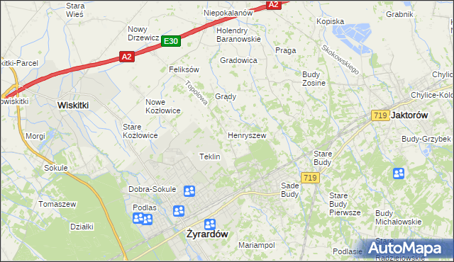 mapa Henryszew, Henryszew na mapie Targeo