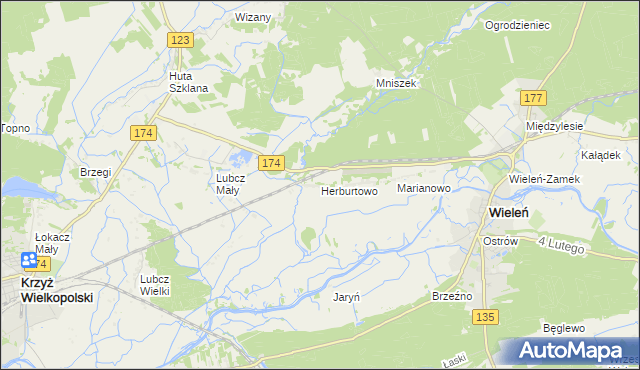 mapa Herburtowo, Herburtowo na mapie Targeo