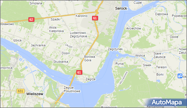 mapa Jadwisin gmina Serock, Jadwisin gmina Serock na mapie Targeo