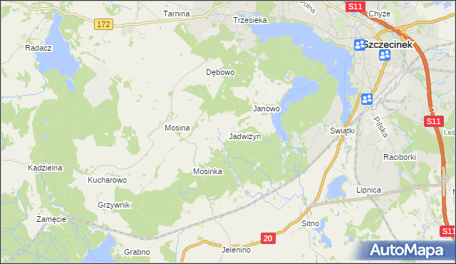 mapa Jadwiżyn gmina Szczecinek, Jadwiżyn gmina Szczecinek na mapie Targeo