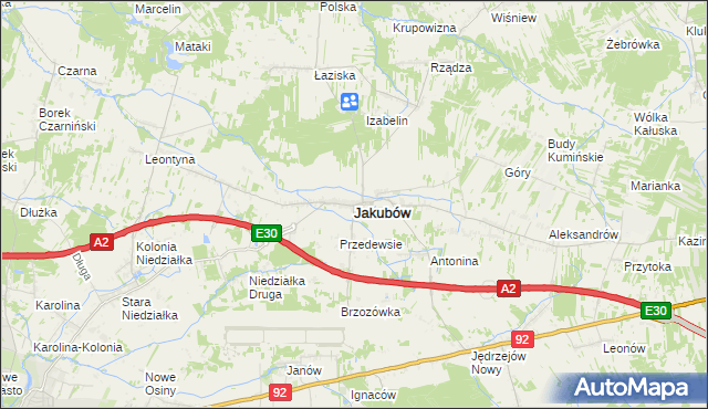 mapa Jakubów powiat miński, Jakubów powiat miński na mapie Targeo