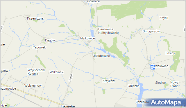 mapa Jakubowice gmina Wilków, Jakubowice gmina Wilków na mapie Targeo