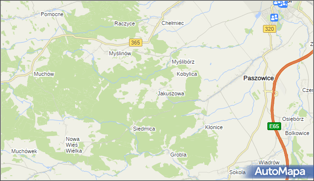 mapa Jakuszowa, Jakuszowa na mapie Targeo