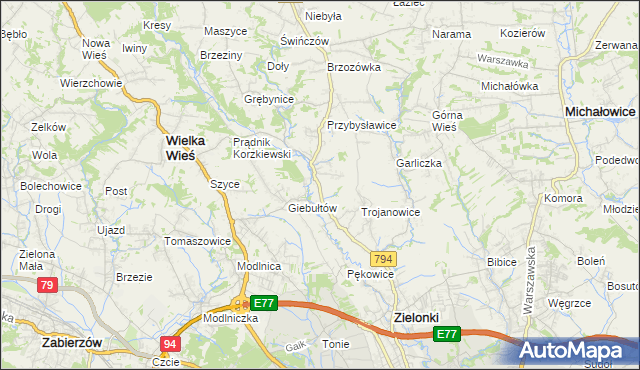 mapa Januszowice gmina Zielonki, Januszowice gmina Zielonki na mapie Targeo