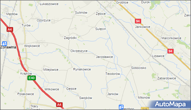 mapa Jarosławice gmina Żórawina, Jarosławice gmina Żórawina na mapie Targeo