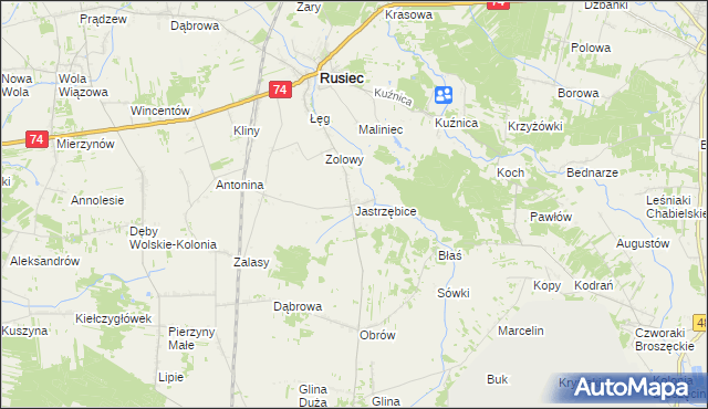 mapa Jastrzębice, Jastrzębice na mapie Targeo