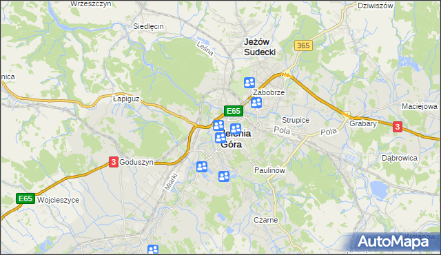 mapa Jelenia Góra, Jelenia Góra na mapie Targeo