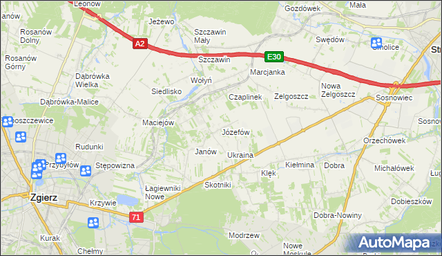 mapa Józefów gmina Zgierz, Józefów gmina Zgierz na mapie Targeo