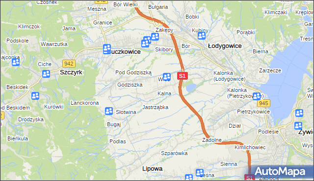 mapa Kalna, Kalna na mapie Targeo
