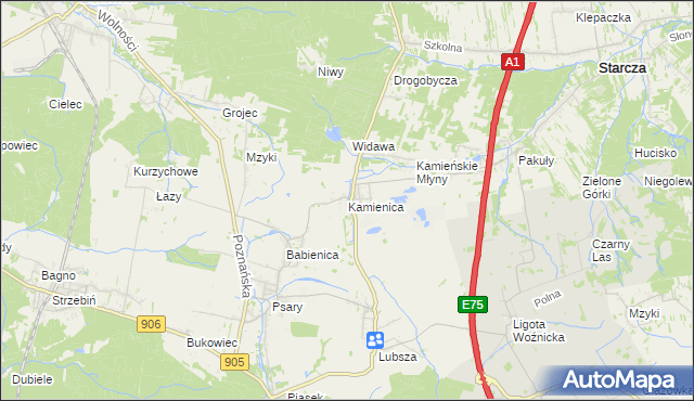 mapa Kamienica gmina Woźniki, Kamienica gmina Woźniki na mapie Targeo