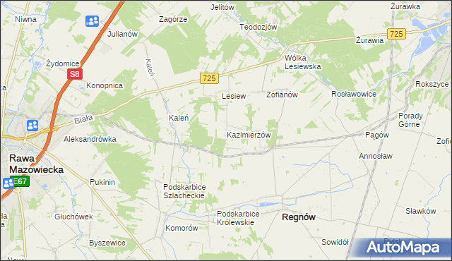 mapa Kazimierzów gmina Regnów, Kazimierzów gmina Regnów na mapie Targeo