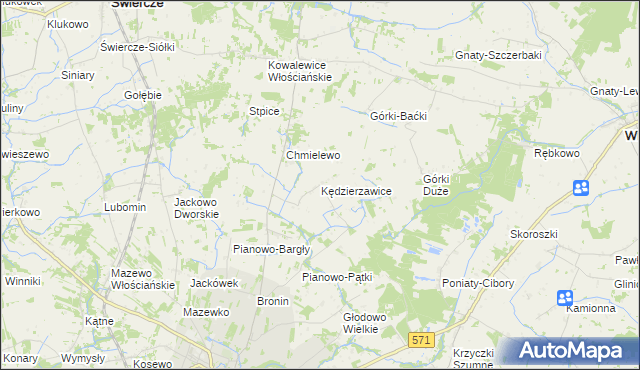 mapa Kędzierzawice, Kędzierzawice na mapie Targeo