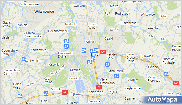 mapa Kęty, Kęty na mapie Targeo