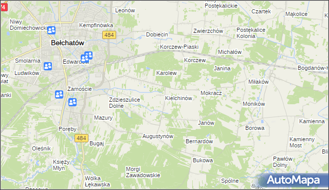 mapa Kielchinów, Kielchinów na mapie Targeo