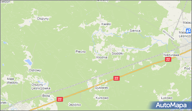 mapa Kłodnia gmina Czersk, Kłodnia gmina Czersk na mapie Targeo