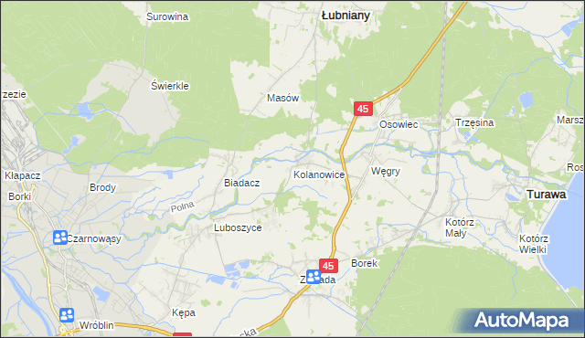 mapa Kolanowice, Kolanowice na mapie Targeo