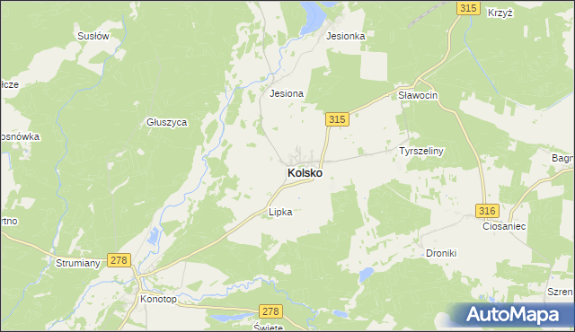 mapa Kolsko, Kolsko na mapie Targeo