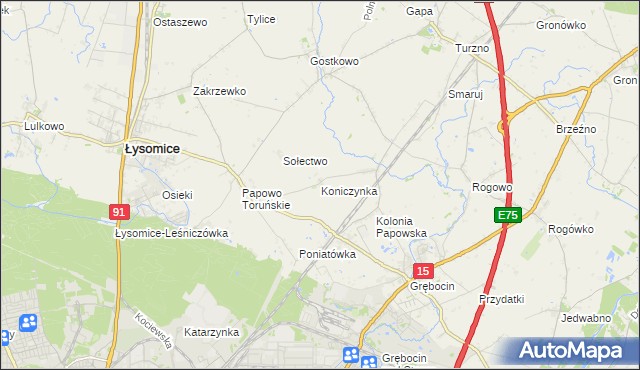 mapa Koniczynka, Koniczynka na mapie Targeo