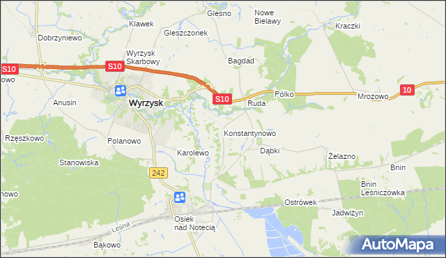 mapa Konstantynowo gmina Wyrzysk, Konstantynowo gmina Wyrzysk na mapie Targeo