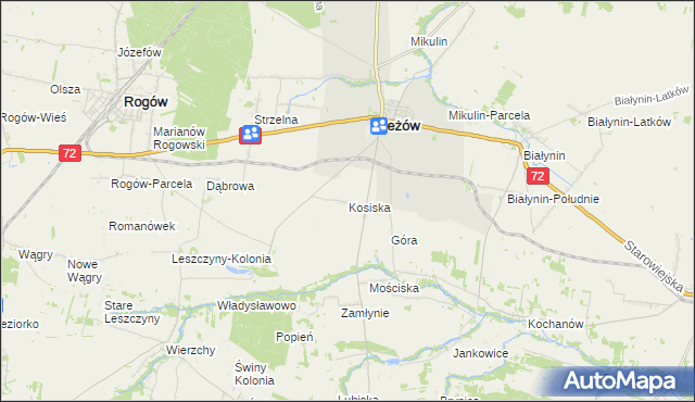mapa Kosiska gmina Jeżów, Kosiska gmina Jeżów na mapie Targeo