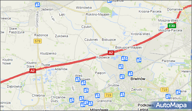 mapa Kotowice gmina Brwinów, Kotowice gmina Brwinów na mapie Targeo