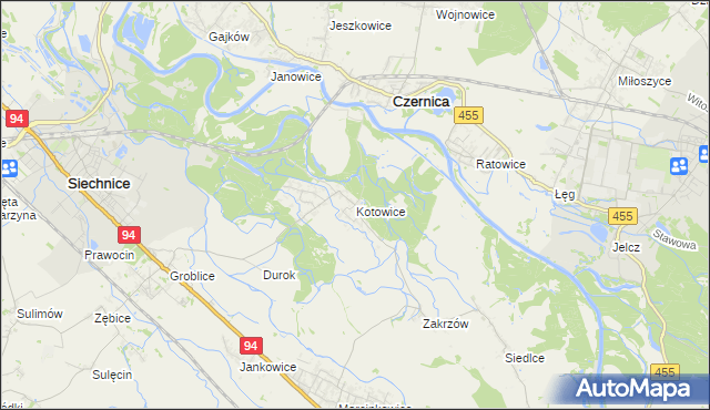 mapa Kotowice gmina Siechnice, Kotowice gmina Siechnice na mapie Targeo