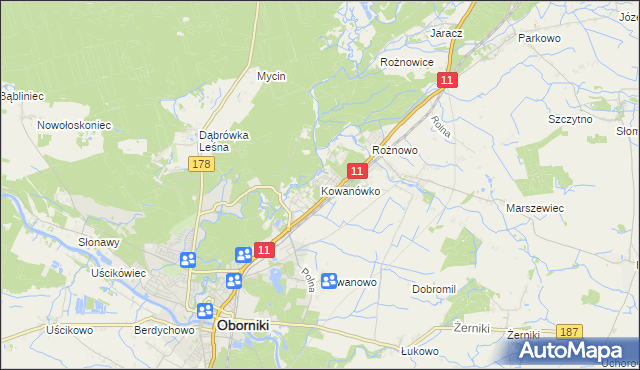 mapa Kowanówko, Kowanówko na mapie Targeo