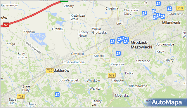 mapa Kozerki, Kozerki na mapie Targeo