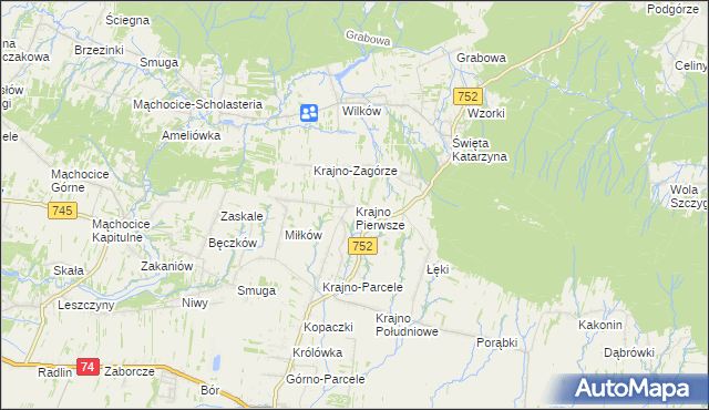 mapa Krajno Pierwsze, Krajno Pierwsze na mapie Targeo
