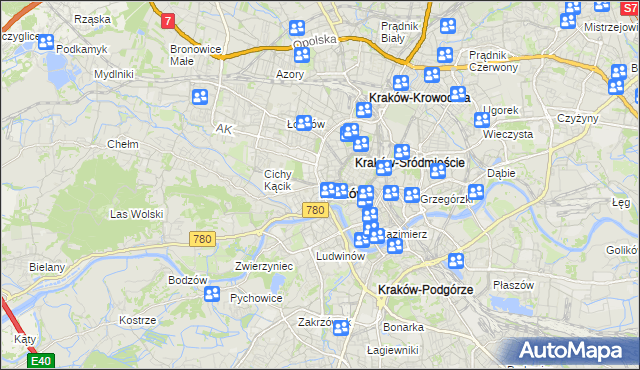 mapa Krakowa, Kraków na mapie Targeo