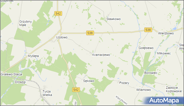 mapa Kramarzewo gmina Działdowo, Kramarzewo gmina Działdowo na mapie Targeo