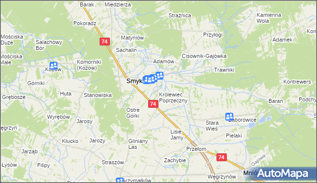 mapa Królewiec Poprzeczny, Królewiec Poprzeczny na mapie Targeo