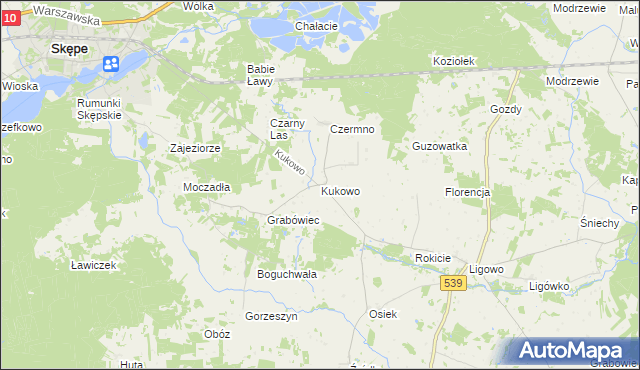 mapa Kukowo gmina Skępe, Kukowo gmina Skępe na mapie Targeo